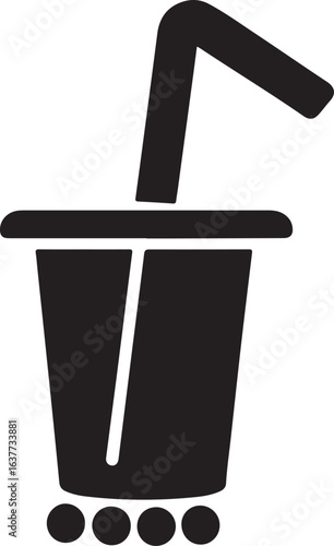 Silhouette Style Vector Boba Tea Cup Logo Icon – Minimal Bubble Tea Drink Symbol for Cafe, Restaurant, Beverage Branding, Modern Monochrome Cup Graphic Design