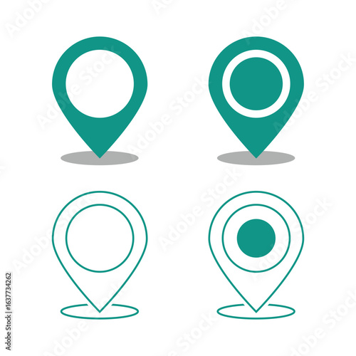 Modern Location Icons,  Minimalist GPS Pin symbol