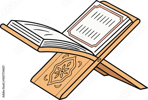 Quran Design Highlighting Holy Islamic Book. Detailed Quran Illustration Showing Sacred Arabic Calligraphy. High Quality Quran Design for Religious and Spiritual Themes. Beautiful Quran Artwork