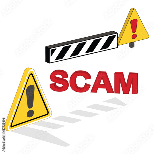 Scam Alert: Illustrative depiction of warning signs regarding fraudulent activity.