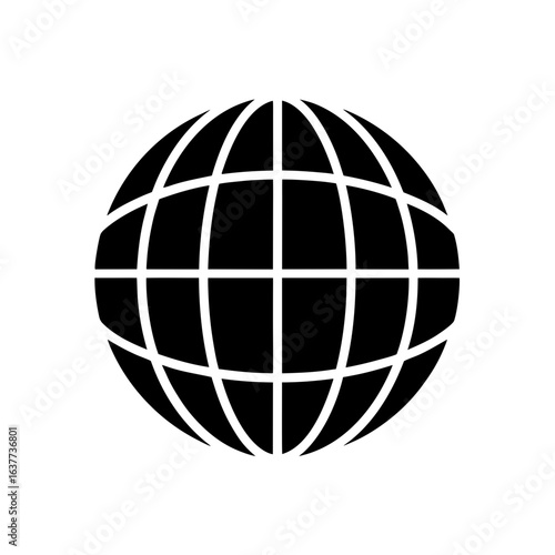 Globe with grid lines on transparent background silhouette