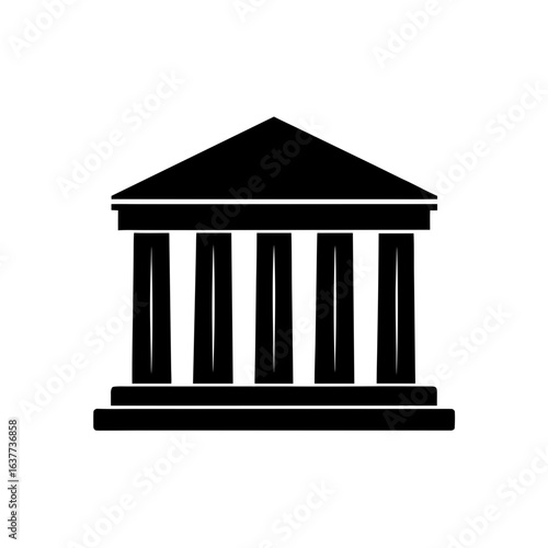 Building with columns on transparent background silhouette
