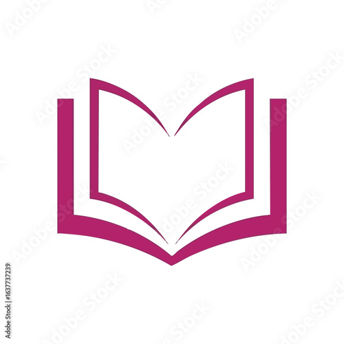 (Modern Open Book Learning Icon. Minimalist fuchsia design of an unclosed tome, embodying growth, intellect, and the pursuit of wisdom. Ideal for educational and literary concepts.)