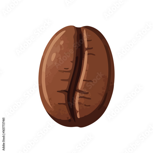 (Perfect Roasted Coffee Bean. Detailed illustration of a rich, warm brown coffee seed. This isolated element conveys morning energy and the inviting scent of fresh java.)