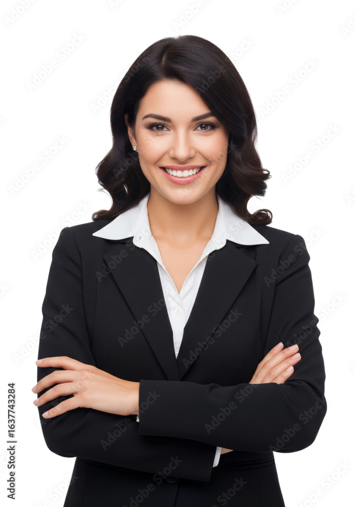 Portrait of business woman with arms crossed isolated on white or transparent background Portrait of business woman with arms crossed isolated on white or transparent background