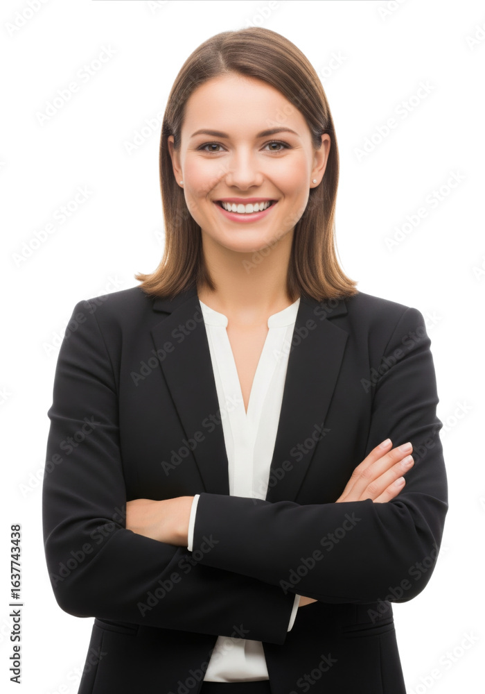 Portrait of business woman with arms crossed isolated on white or transparent background Portrait of business woman with arms crossed isolated on white or transparent background