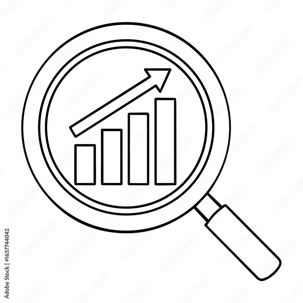 Business Growth Analysis Magnifier Icon Business Growth Analysis Magnifier Icon