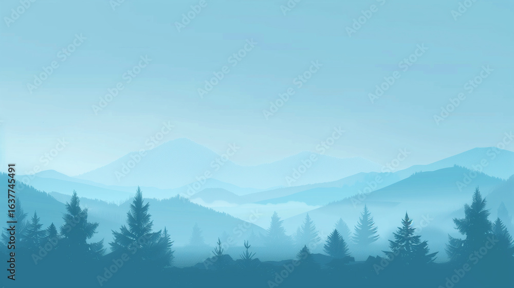 Obraz premium Breathtaking view of a mountain range with a spruce forest on a sunny day.