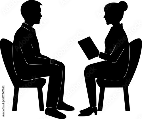 Professional consultation meeting silhouette
