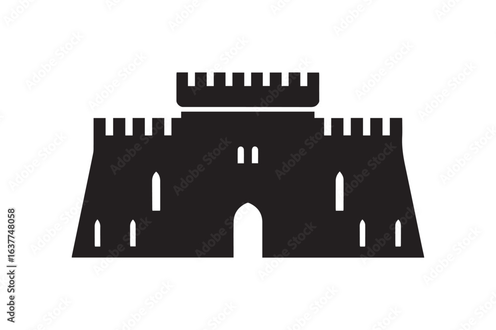 Silhouette Icon - Medieval Fortress Building Vector Design Silhouette Icon - Medieval Fortress Building Vector Design