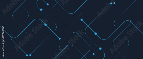 Abstract digital AI circuit board background with tech icons. Digital technology motherboard texture design. Engineering circuit board concept for poster, header, banner, website, presentation