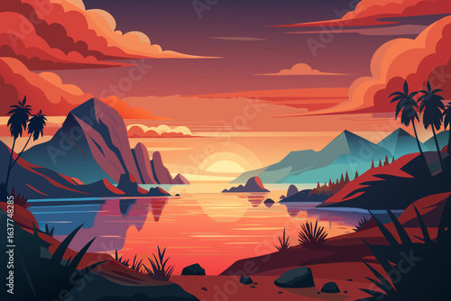 sunset in the mountains