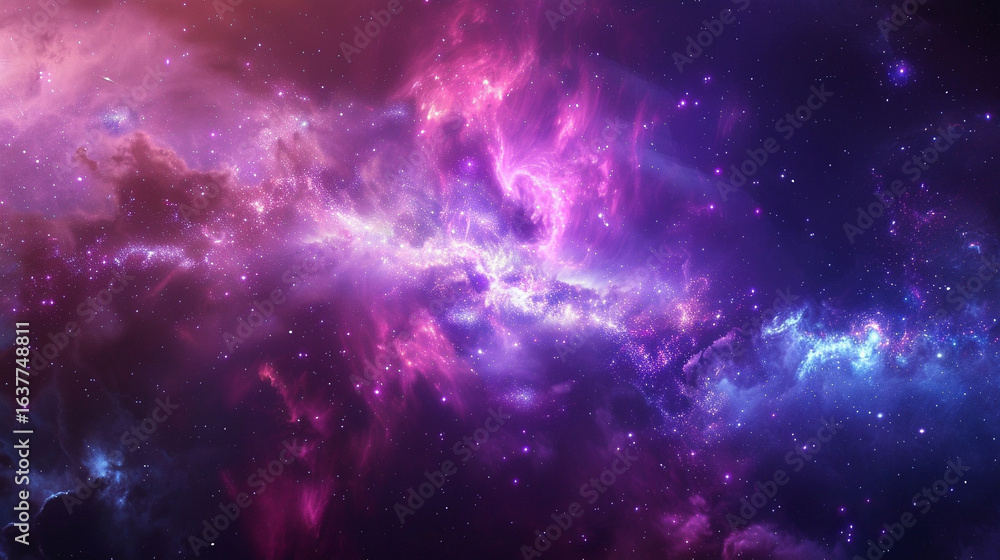 Vivid Pink and Blue Cosmic Nebula in Deep Space Vivid Pink and Blue Cosmic Nebula in Deep Space
