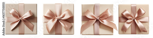 Wallpaper Mural Set of beigi gift boxes with ribbon isolated on white or transparent background Torontodigital.ca