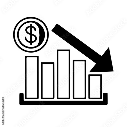 Financial Loss Bar Chart with Down Arrow