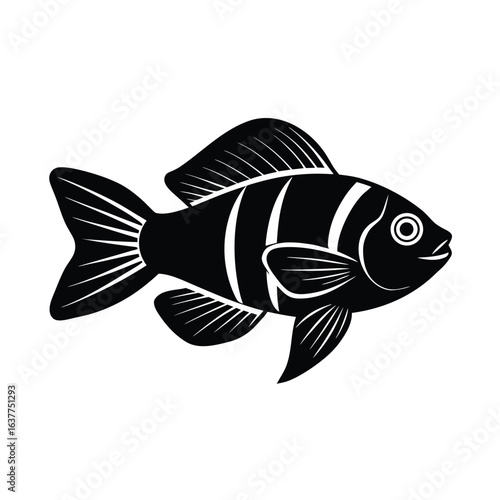 monochrome oscar fish vector silhouette with clea.eps