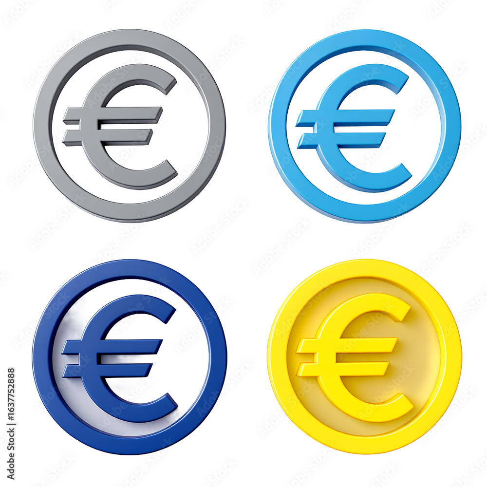 Fototapeta premium Euro Currency Symbol Icons 3D Rendered Designs for Your Business