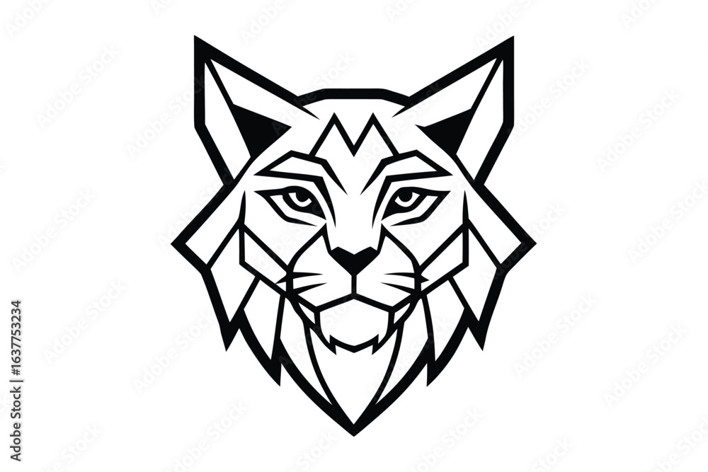 Fototapeta premium Geometric fox head with black outline presents a modern animal nicely