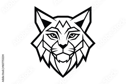 Geometric fox head with black outline presents a modern animal nicely