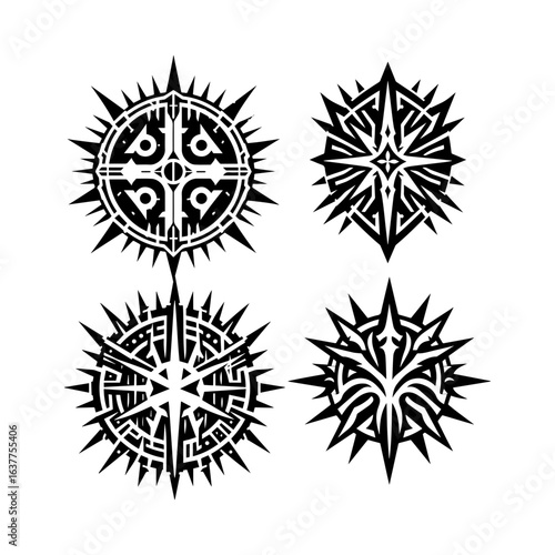 Tribal outline of a spiked gaming shield