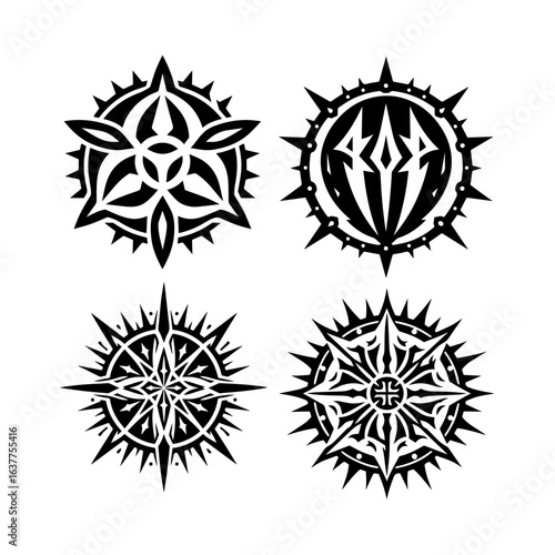 Tribal outline of a spiked gaming shield
