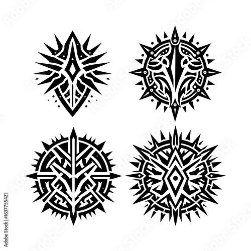 Tribal outline of a spiked gaming shield