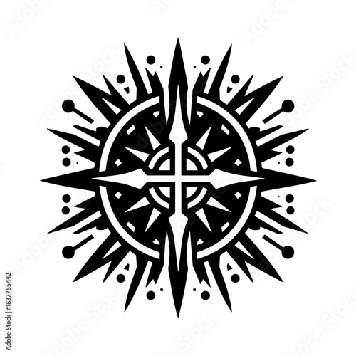 Tribal outline of a spiked gaming shield