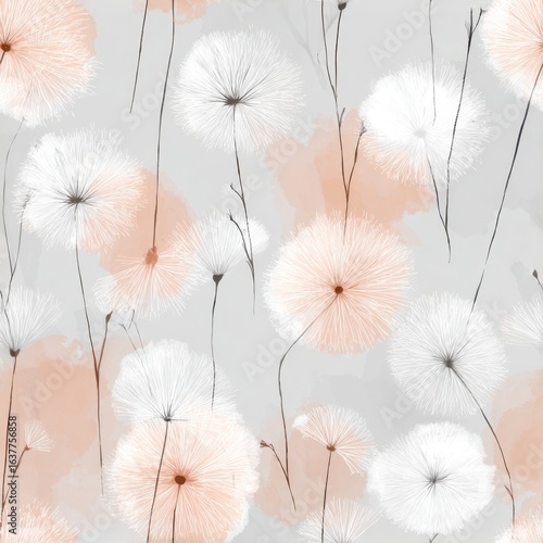 Botanical line art creating a seamless textured background inspired by nature's delicate beauty