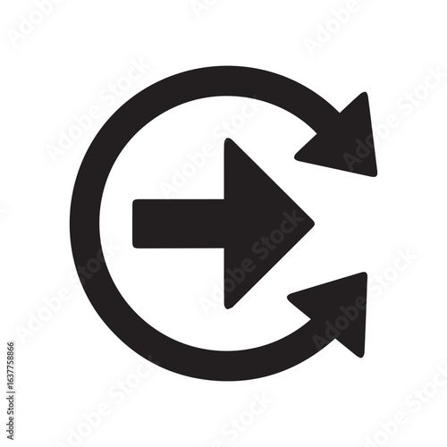 Circular arrow icon with forward and refresh symbols, design element