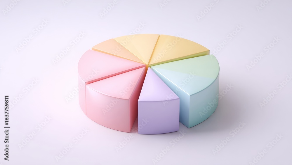 Obraz premium Pastel-colored pie chart