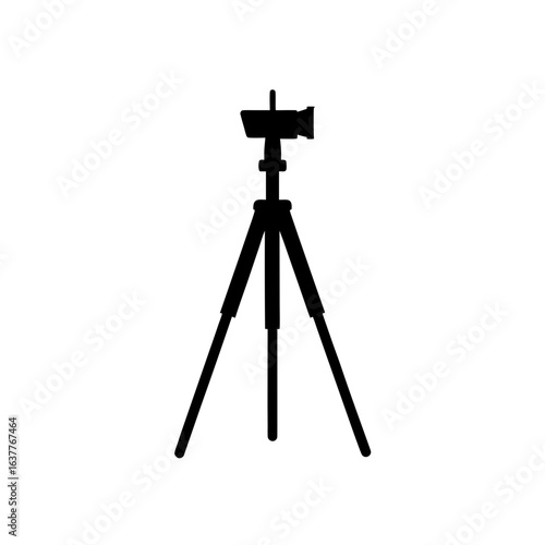 Camera on a tripod on transparent background silhouette