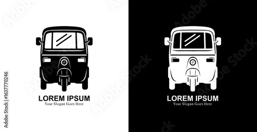 Tuk tuk logo design with front view and modern style
