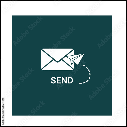 Email message sending, paper airplane icon, digital communication.