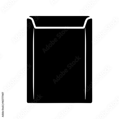 Simple graphic illustration of a padded envelope in black and white