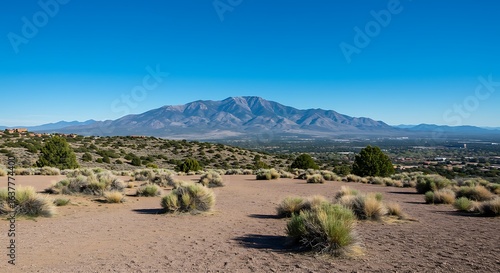 Beautiful capture of a scenic view of sandia peak in albuquerque, new mexico, in blue sky background