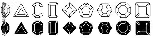 Diamonds icon vector set. Gem illustration sign collection. sapphire symbol. precious logo. jewels web icon.