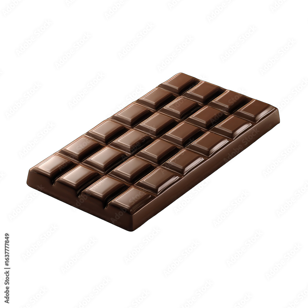 Fototapeta premium Dark chocolate bar, rectangular shape, squares