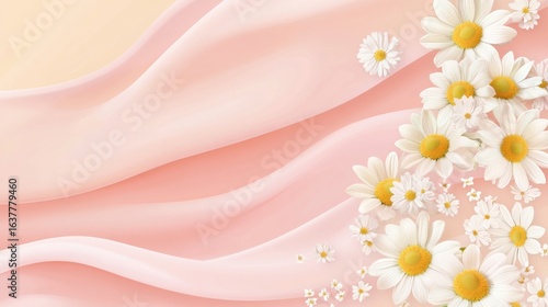 Spring banner daisies background