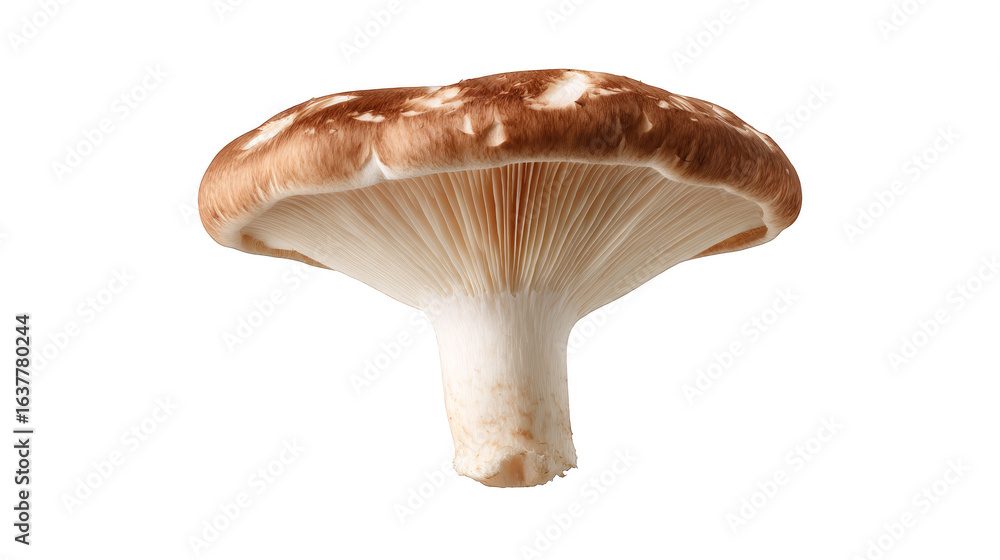 Fototapeta premium Close-up of a fresh, organic brown boletus mushroom isolated on a white background.