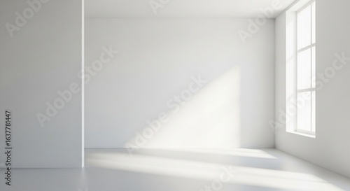 Wallpaper Mural Bright, minimalist room interior with white walls, a large window letting in natural light, and a modern, clean aesthetic that evokes feelings of simplicity, tranquility, and spaciousness. Torontodigital.ca