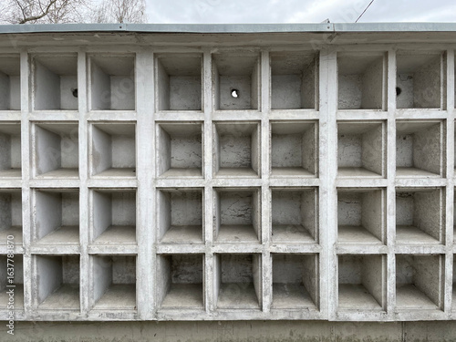 Concrete Wall columbarium and empty niches