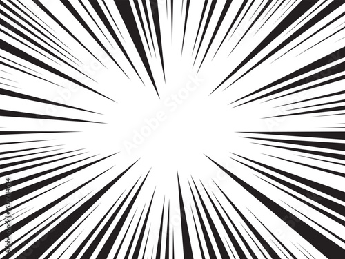 Manga comic explosion, motion or movement effect, vector background. Manga anime cartoon radial speed lines and abstract pattern for comic book burst, flash ray or explode bang action	