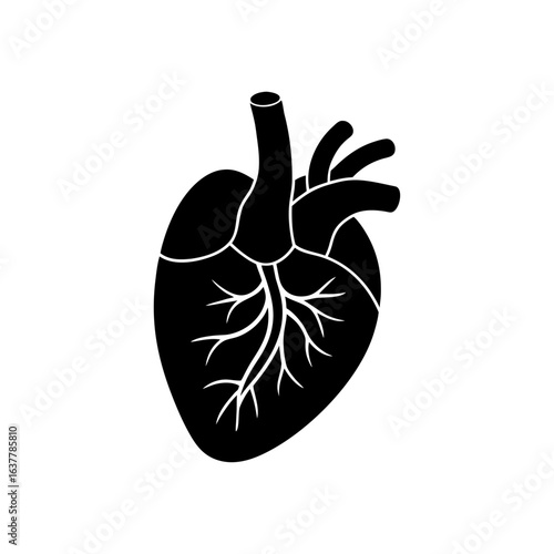 Heart black silhouette on transparent background