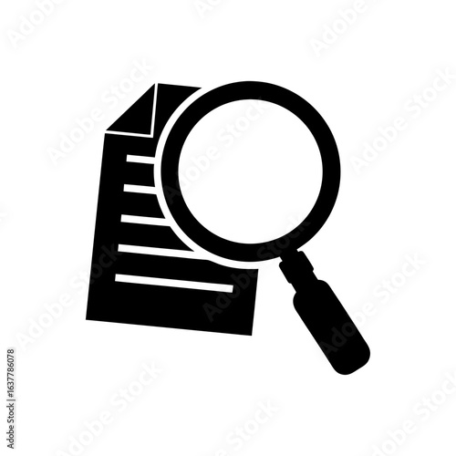 Document under search on transparent background silhouette