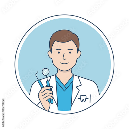 Male Dentist Specialist with Tools Icon