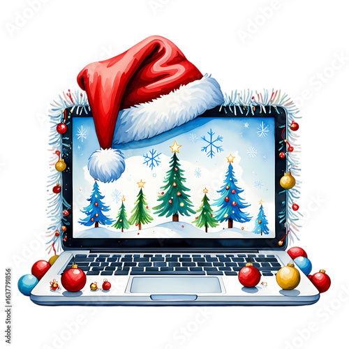 Celebrate Christmas Digitally Festive Laptop Wallpaper isolated on transparent background