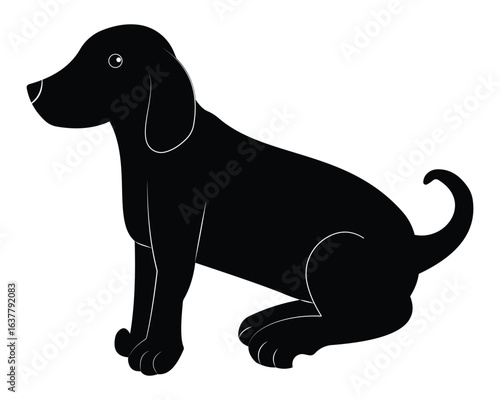 Dog icon vector illustration. Black labrador retriever dog, puppy, baby dog, bitch vector symbol. Pet or wild animal Vector illustration.