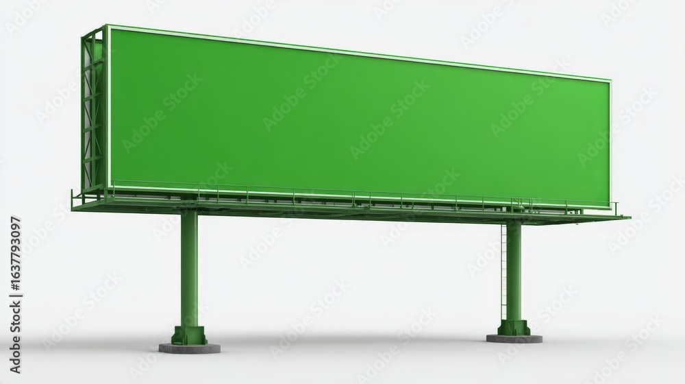 Obraz premium Billboard Mockup with Green Screen Advertisement Space for Marketing and Promotion, Isolated Against a Clean White Background