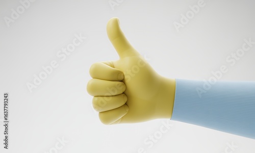 3D Cartoon Thumbs Up High-Quality Positive Gesture Illustration for Commercial Use