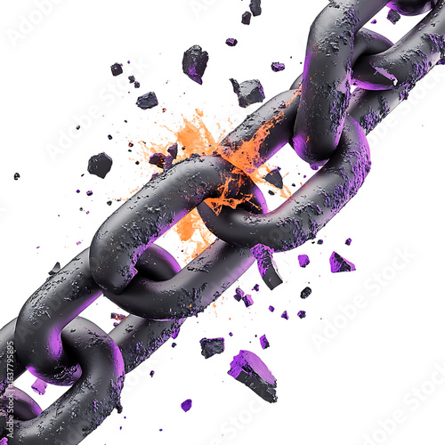 Heavy chain breaking apart with explosive force